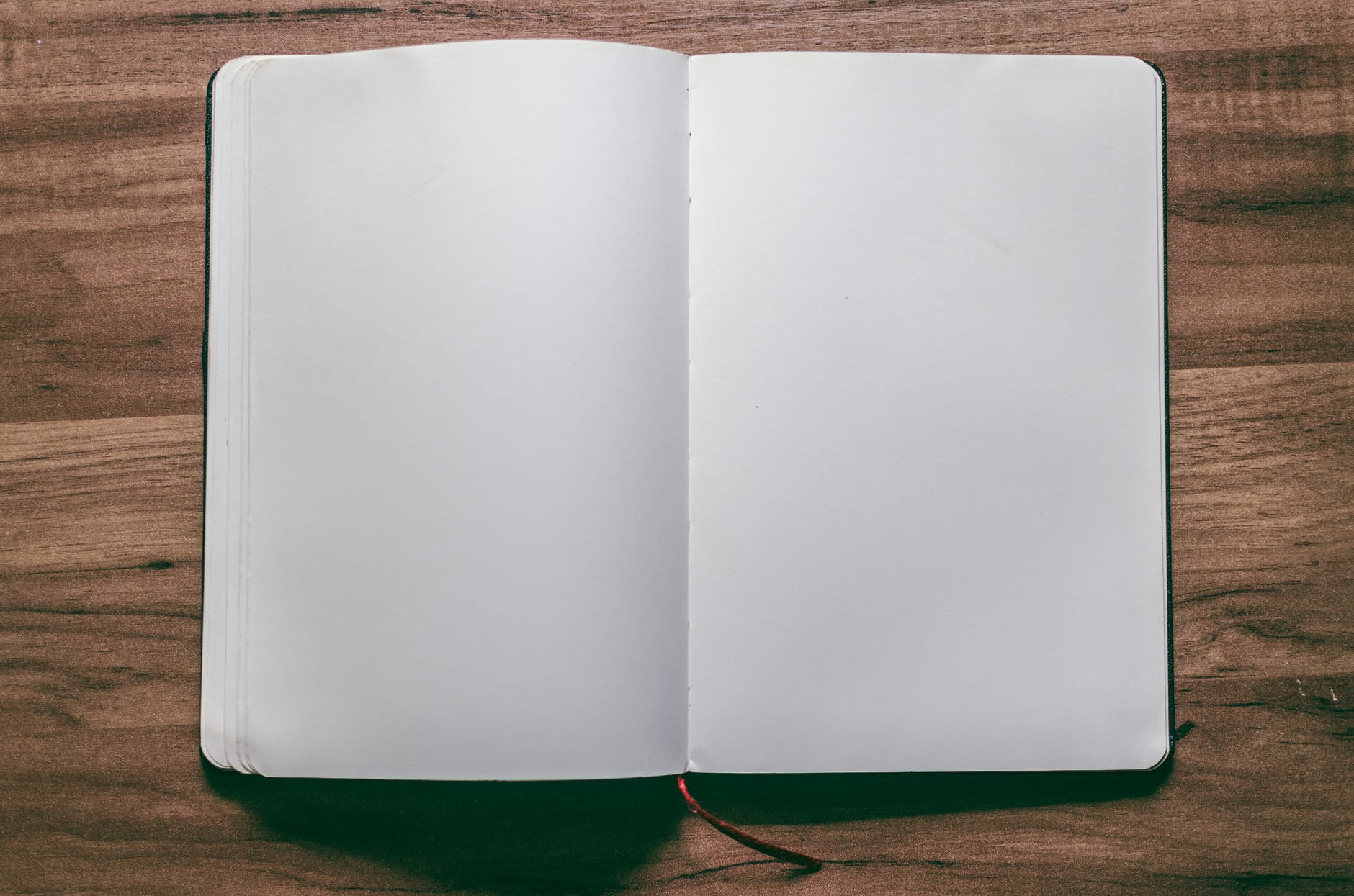 notebook with blank pages