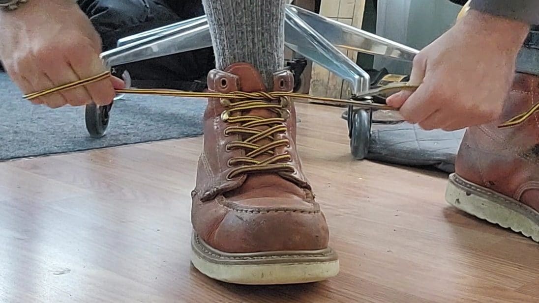 tying boots