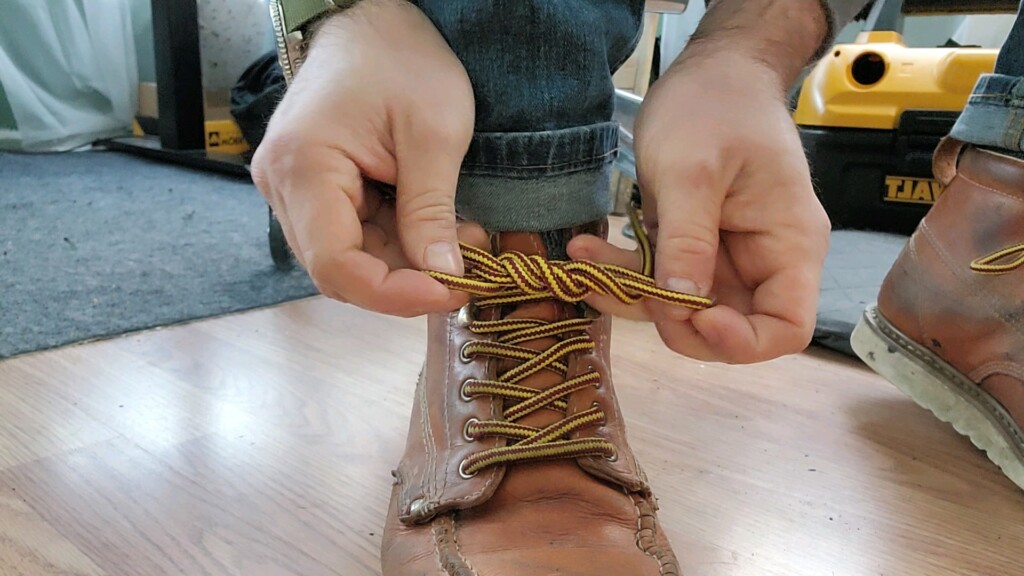 tying boots